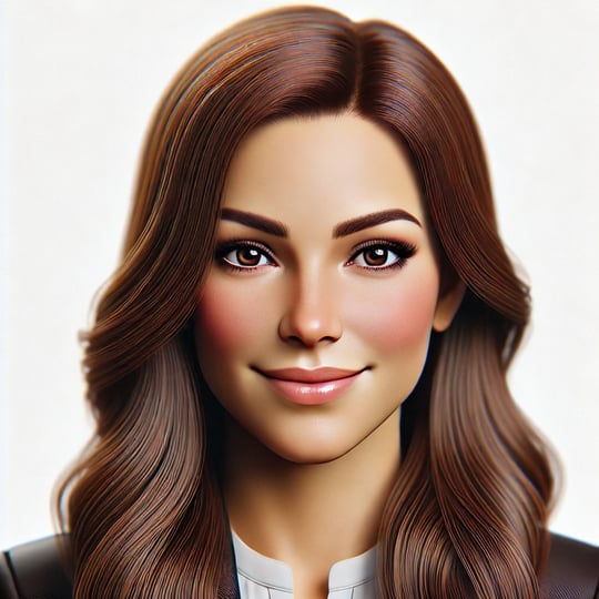 a profile picture of a woman with brown hair representing an online wedding planner.